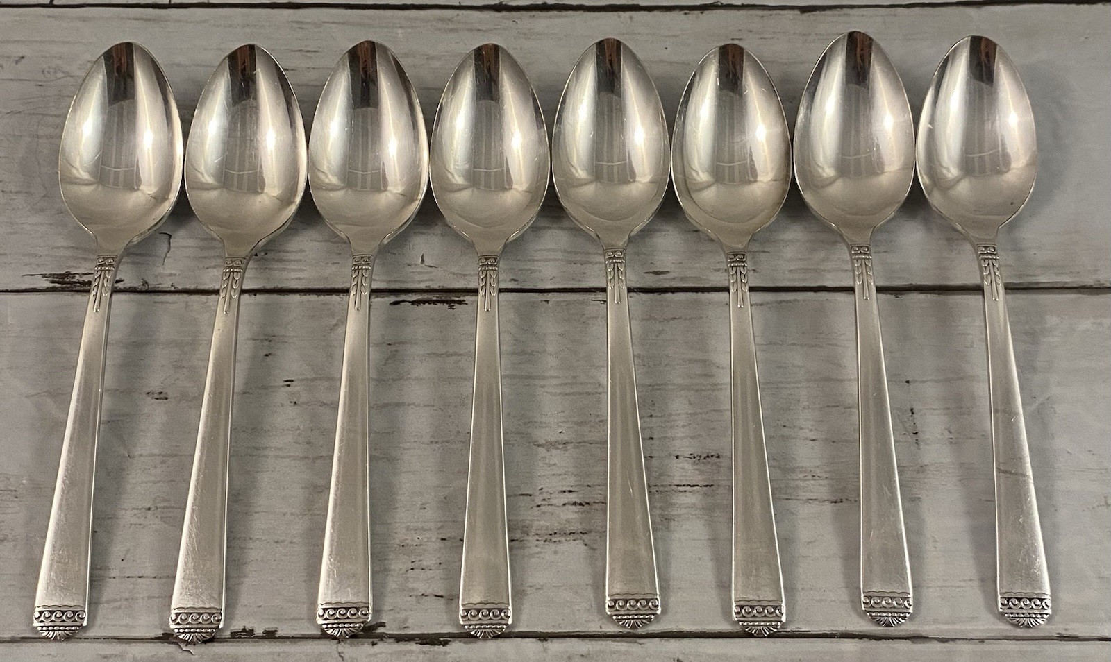 Vintage Oneida 1881 Rogers Surf Club Silver Plate Lot Of 8 Table Spoons