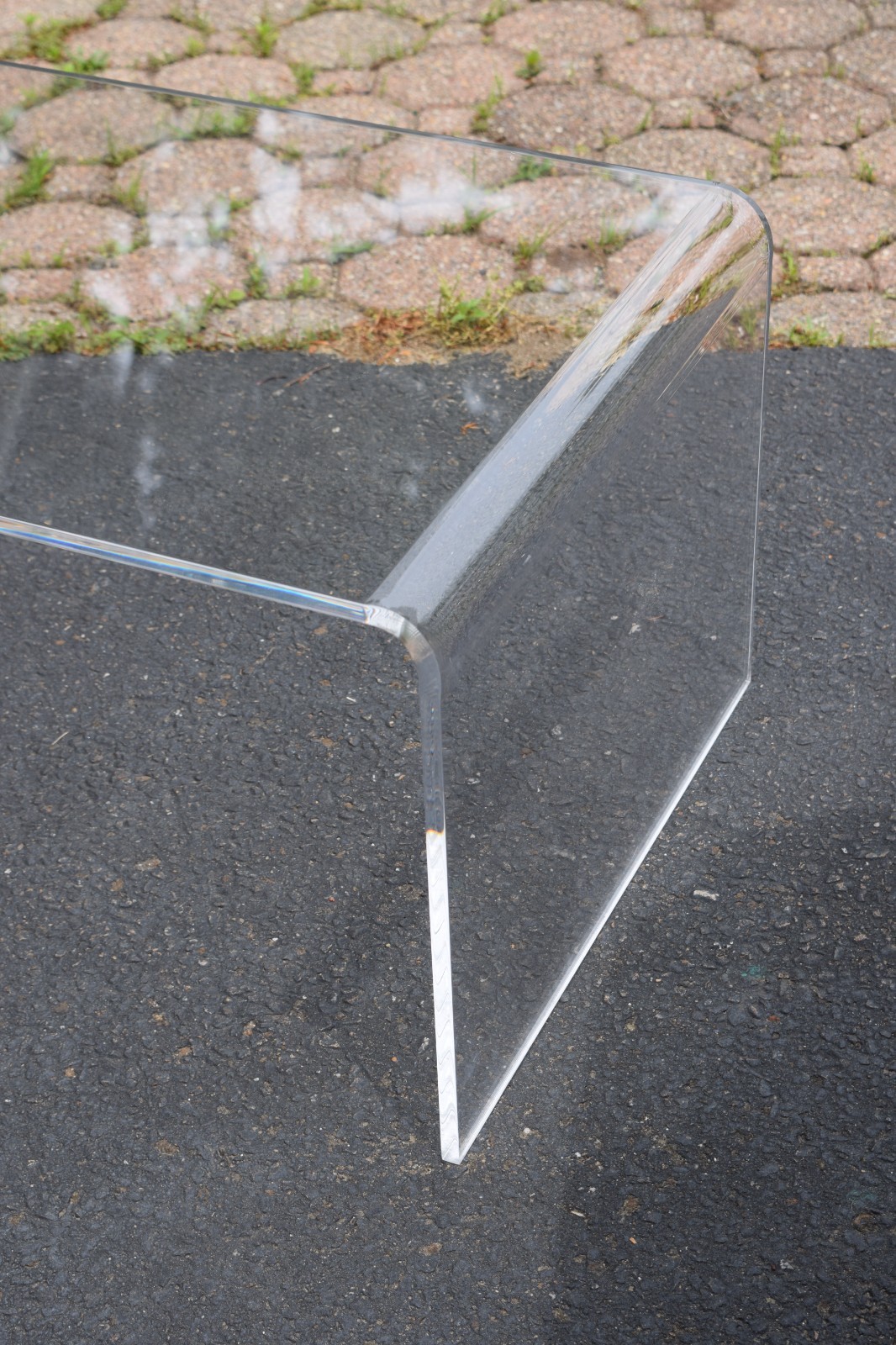 Vintage Lucite Acrylic Waterfall Coffee Table Clear Modern MCM Hollywood Regency