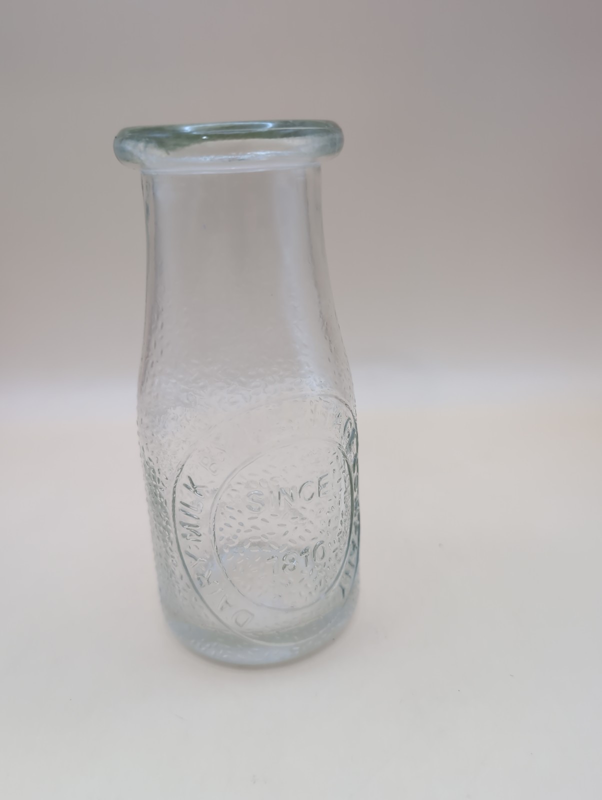 Heritage Company Milk 1810 Half Pint Dairy Bottle Embossed Farmhouse Glass