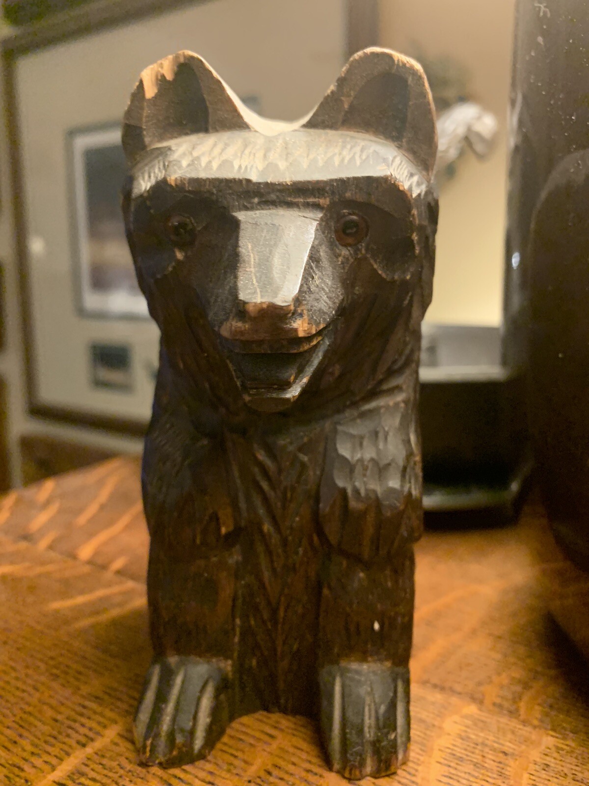 antique wooden bears made in Germany 5 1/2 inches and 4 1/2 tall and 2 1/4 to 3