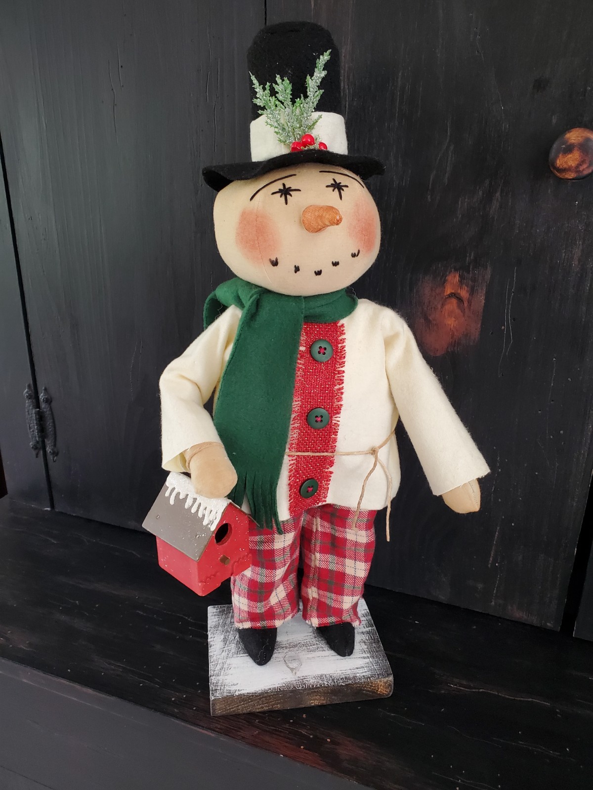 Primitive Christmas snowman doll, Christmas doll, Christmas snowman