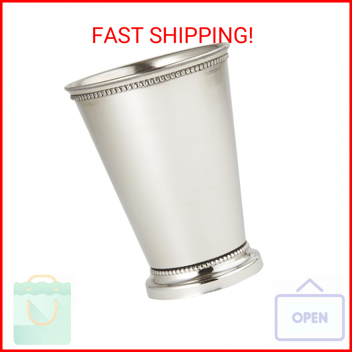 Elegance 90471 Beaded Mint Julep Cup, 4.5″, Silver