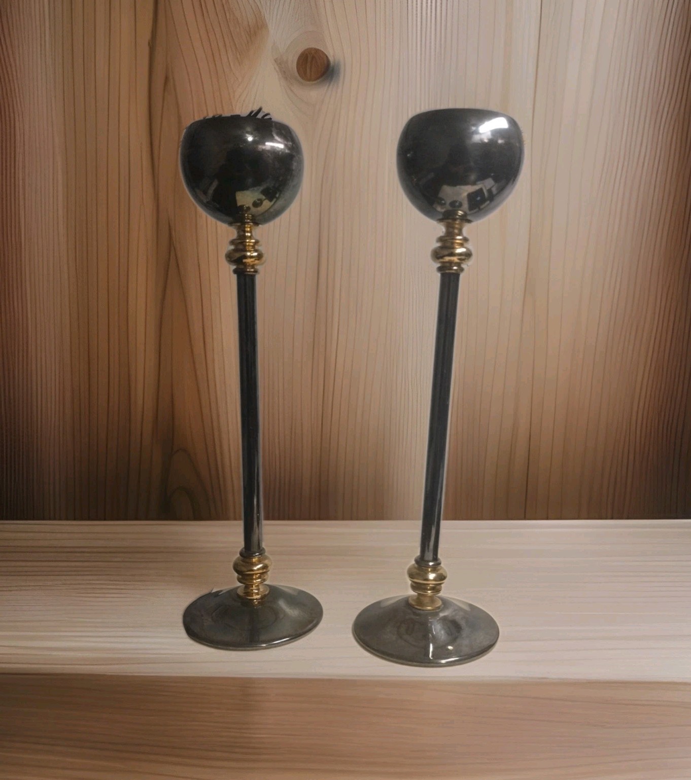 👍Vintage Art Nouveau PM Italy Silver Plated Candle Holders Sticks 9 1/4”