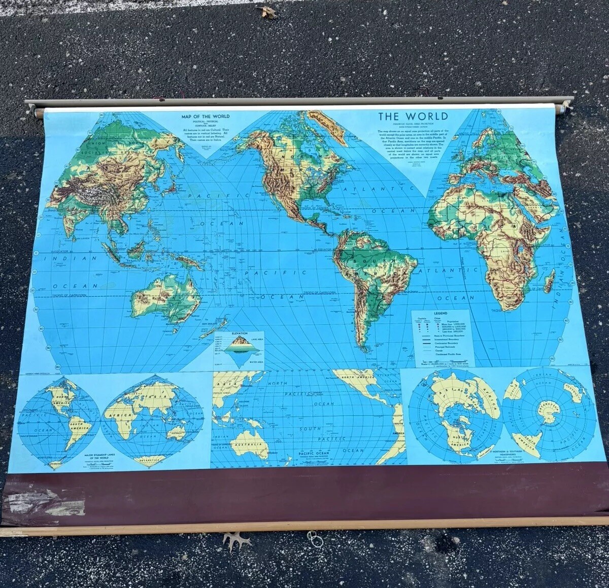 VTG school pull down World Magna Graphic wall map Weber Costello Canvas Roll BHN
