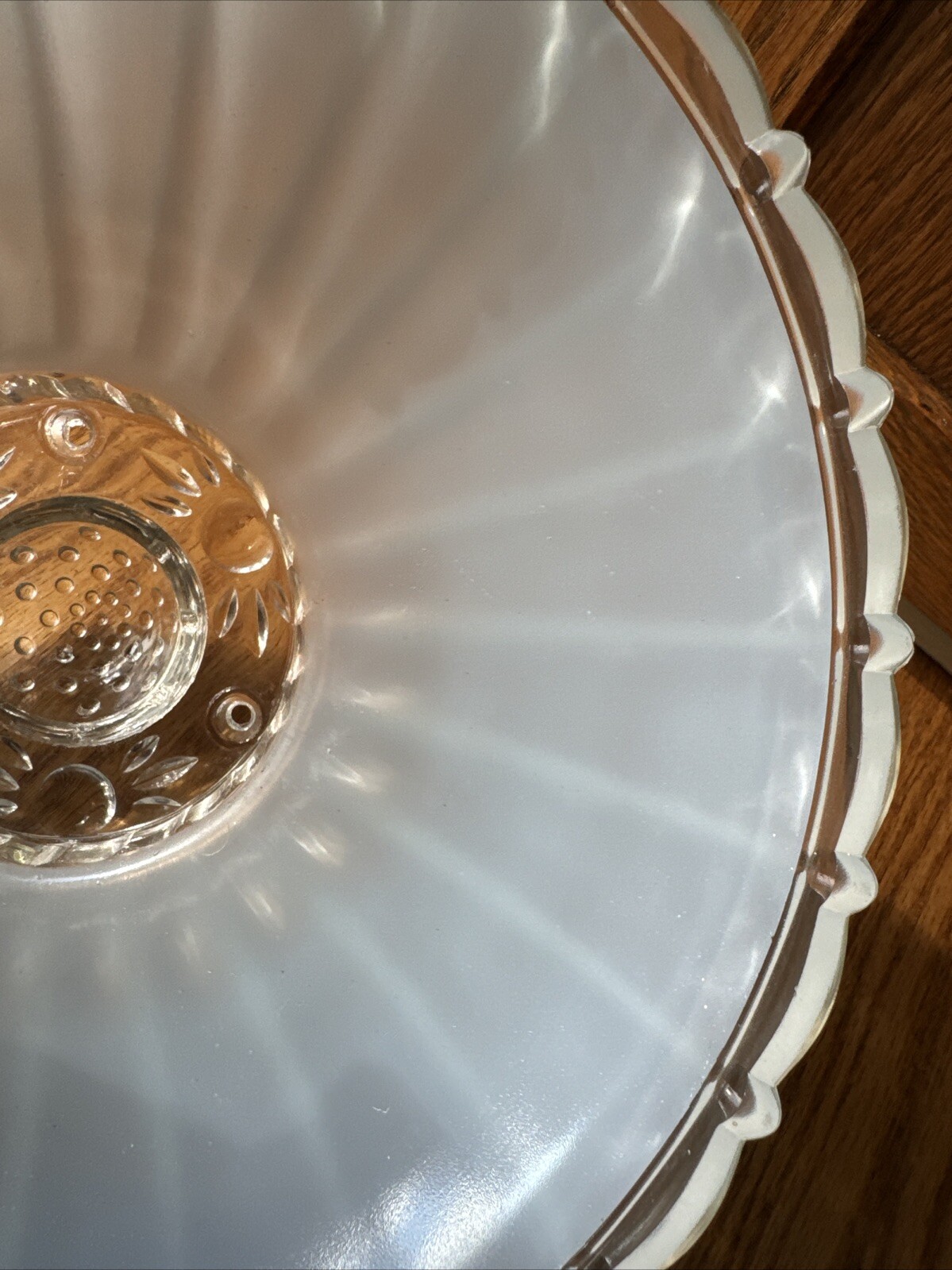 11 3/8″ Vintage 1920’s Ceiling Light Shade Frosted Blue No Center Hole Very Good