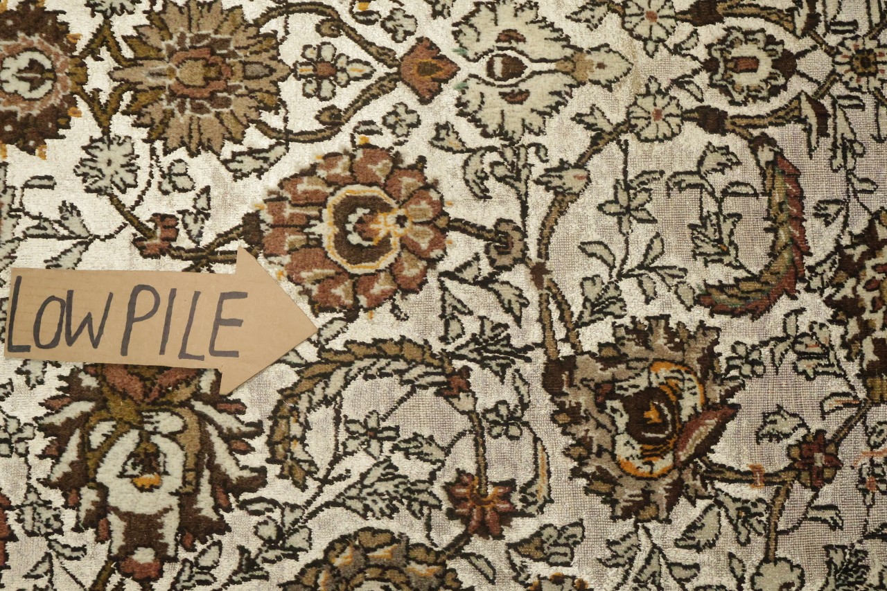 Silk & Wool Vintage Antique 4×7 All-Over Traditional Area Rug Beige & Brown