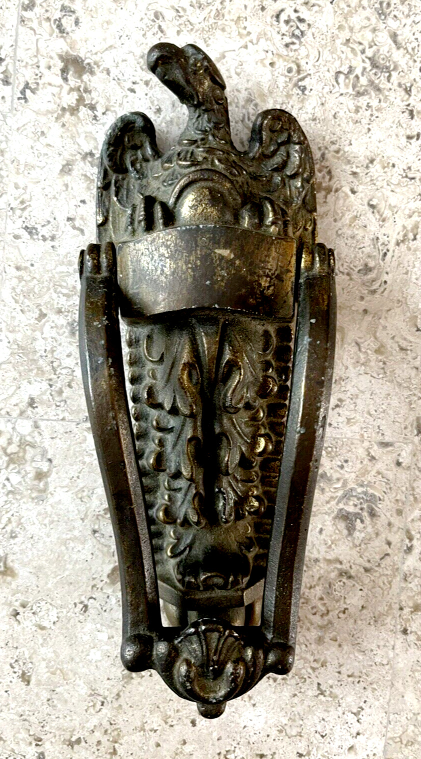 LARGE 8 1/2″ ANTIQUE c.1896 AMERICAN EAGLE ARCHITECTURAL SALVAGE DOORKNOCKER