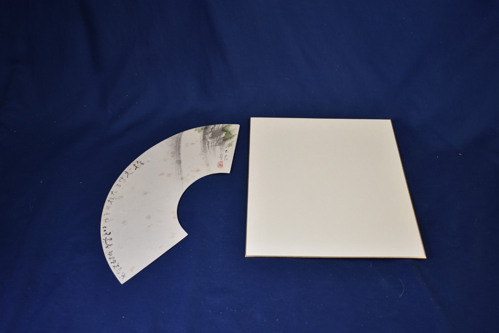 JAPANESE SHIKISHI HAND PAINTED ART CHARCOAL FAN DESIGN UNMOUNTED WITH PACKAGE
