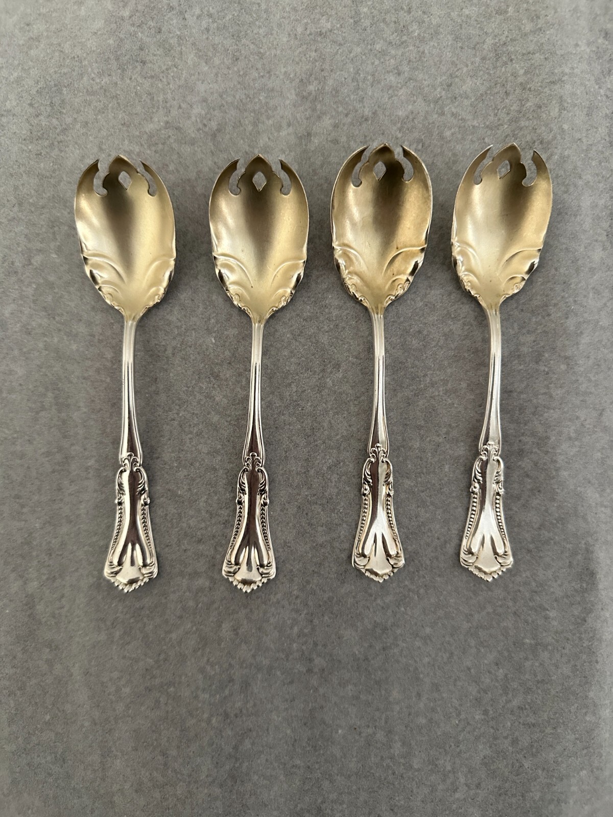 Antique Wm. A Rodgers Ice Cream Fork/Spoons~SilverPlate w/Gold Wash-Set of 4