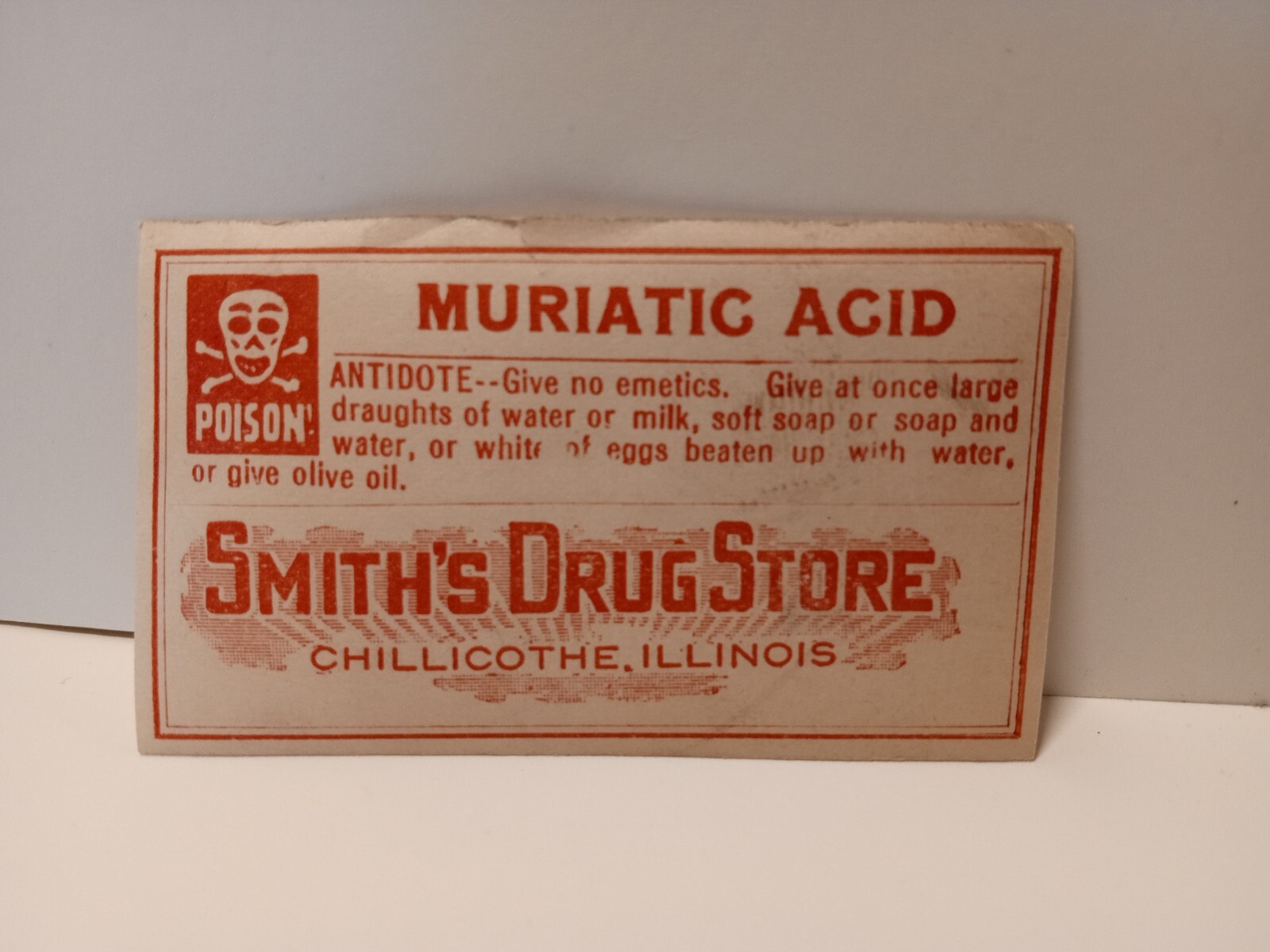 2 Antique Poison Druggist Labels Chillicothe IL Smiths Drug Store Skull