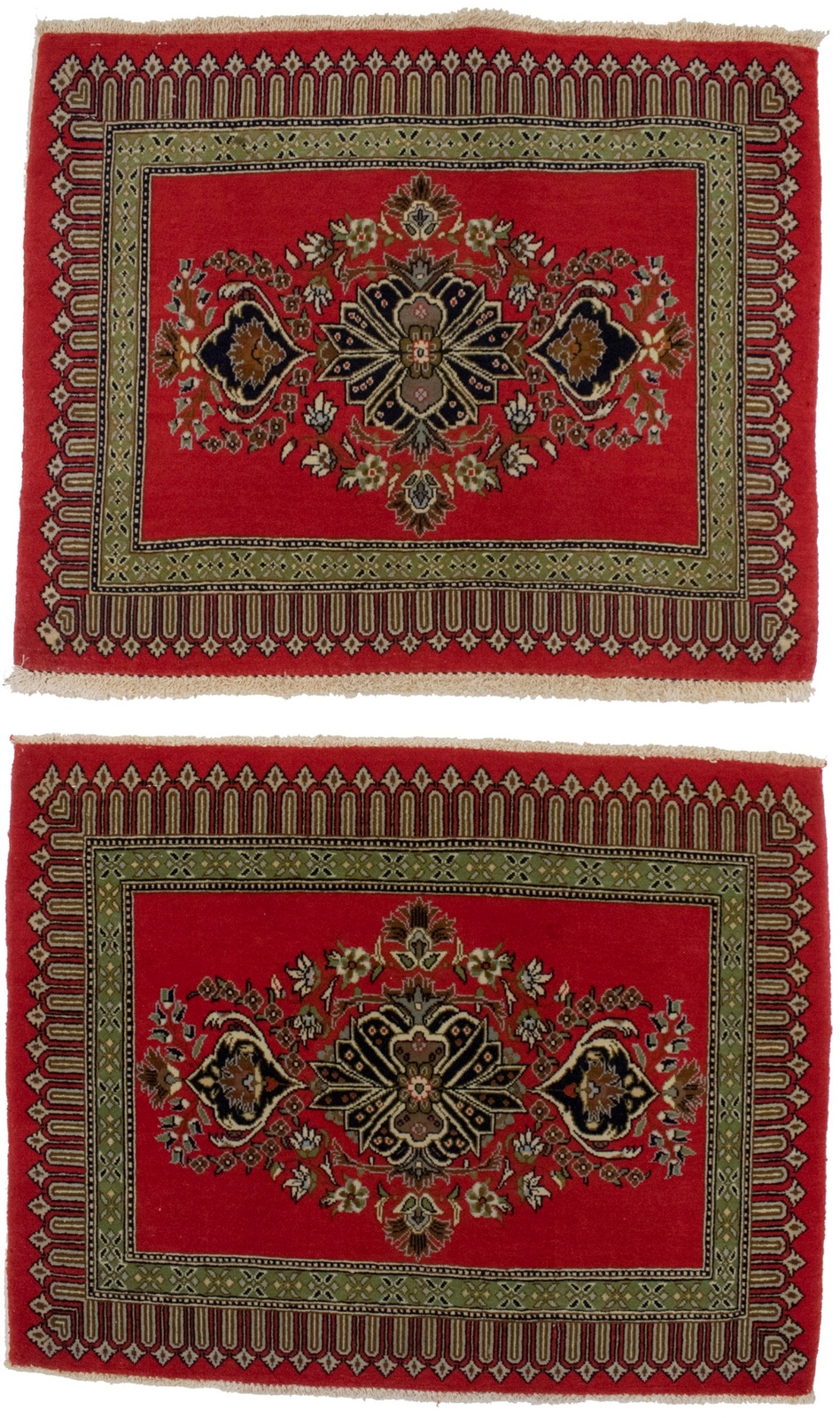 Pair of Handmade Vintage Oriental Rugs Floral Entrance Carpet Home Decor 2X3 ft