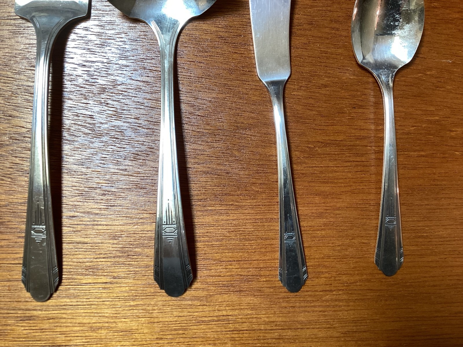 Four Piece Serving Set Rogers Oneida Silverplate “Paramount” Art Deco Pattern