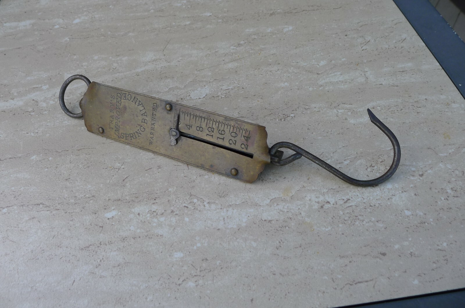 ANTIQUE FRARY’S IMPROVED SPRING SCALE 0-24 LB
