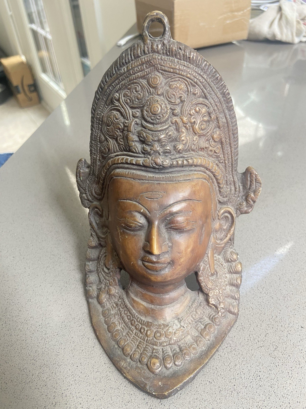 ANTIQUE Carved Buddah Goddess OF TARA Wall Art