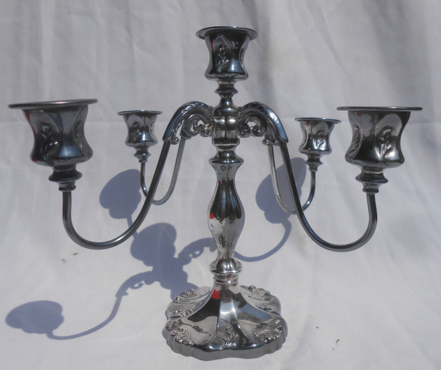 Adelphi Silver Plate Co New York Quadruple Plate 5 Candle Candelabra #29 NICE!