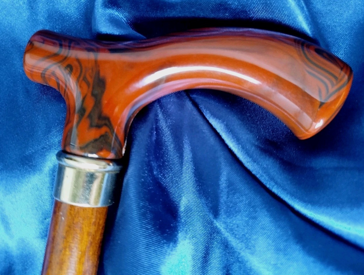 NEW BEECHWOOD MARBLE STYLED HANDLE DERBY WOODEN WALKING STICK
