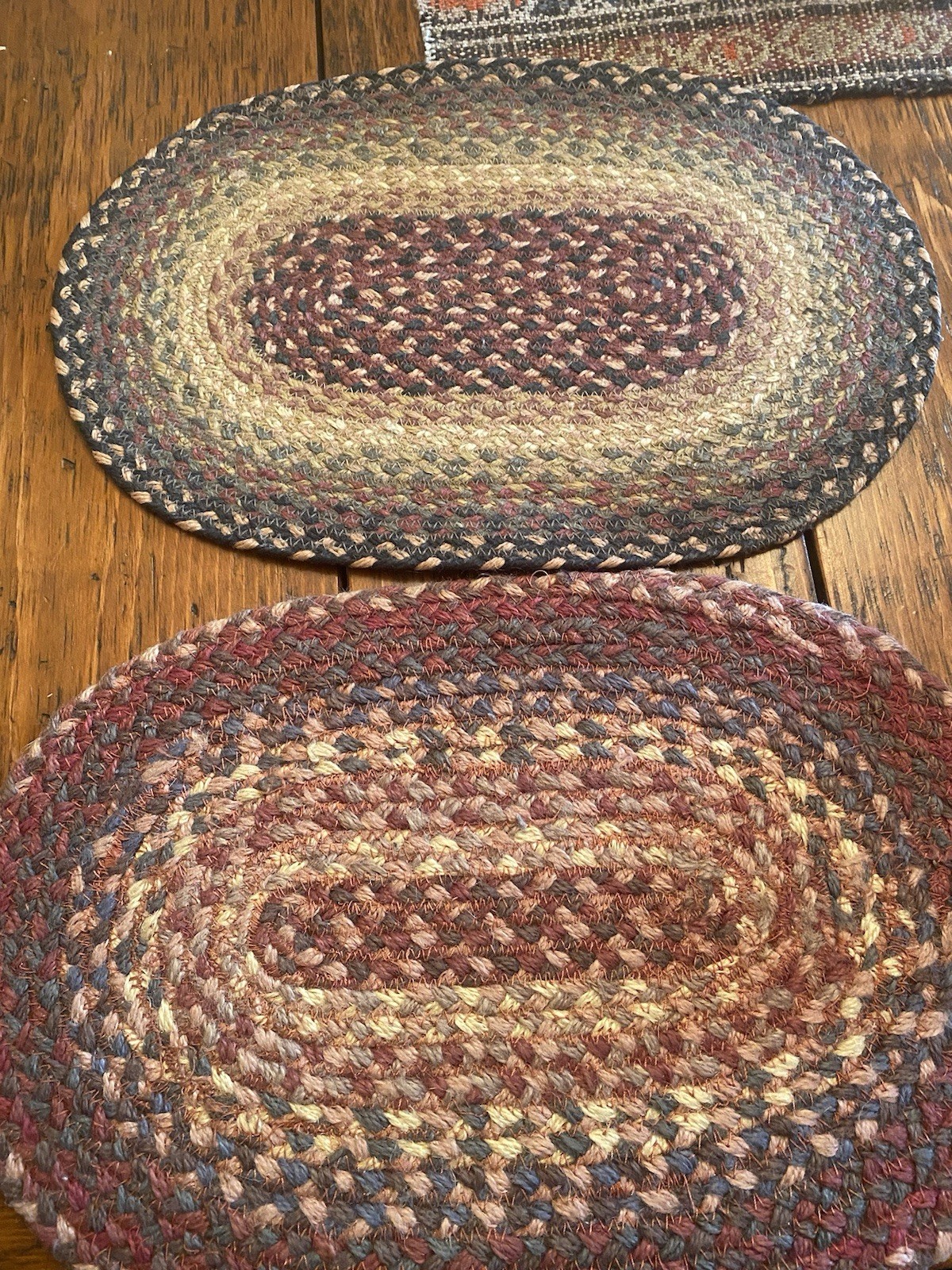 Two Primitive Braided Rug Table Mats