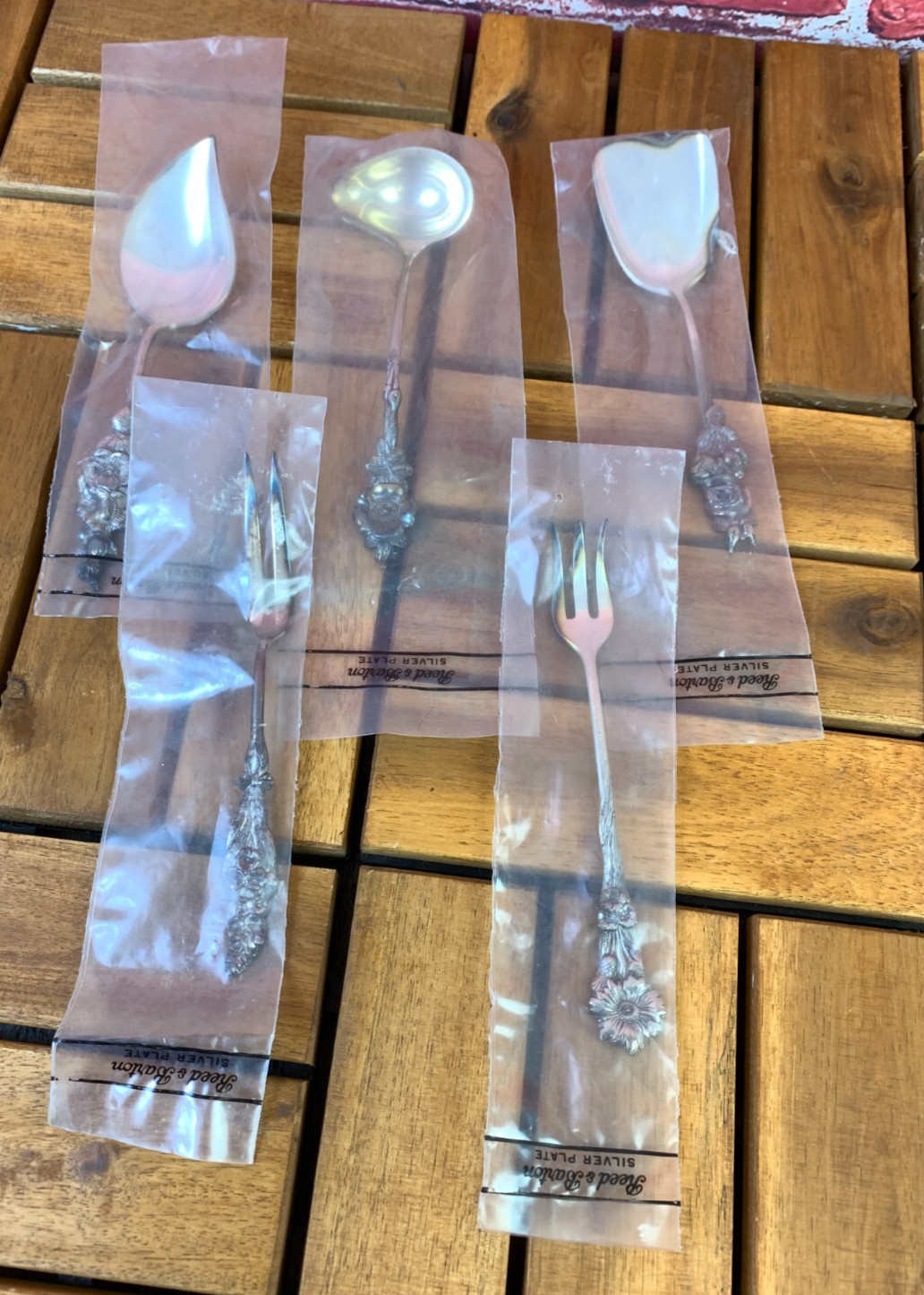 REED & BARTON Silverplate Harlequin Wild Rose 5 SERVING PIECES Hostess Set