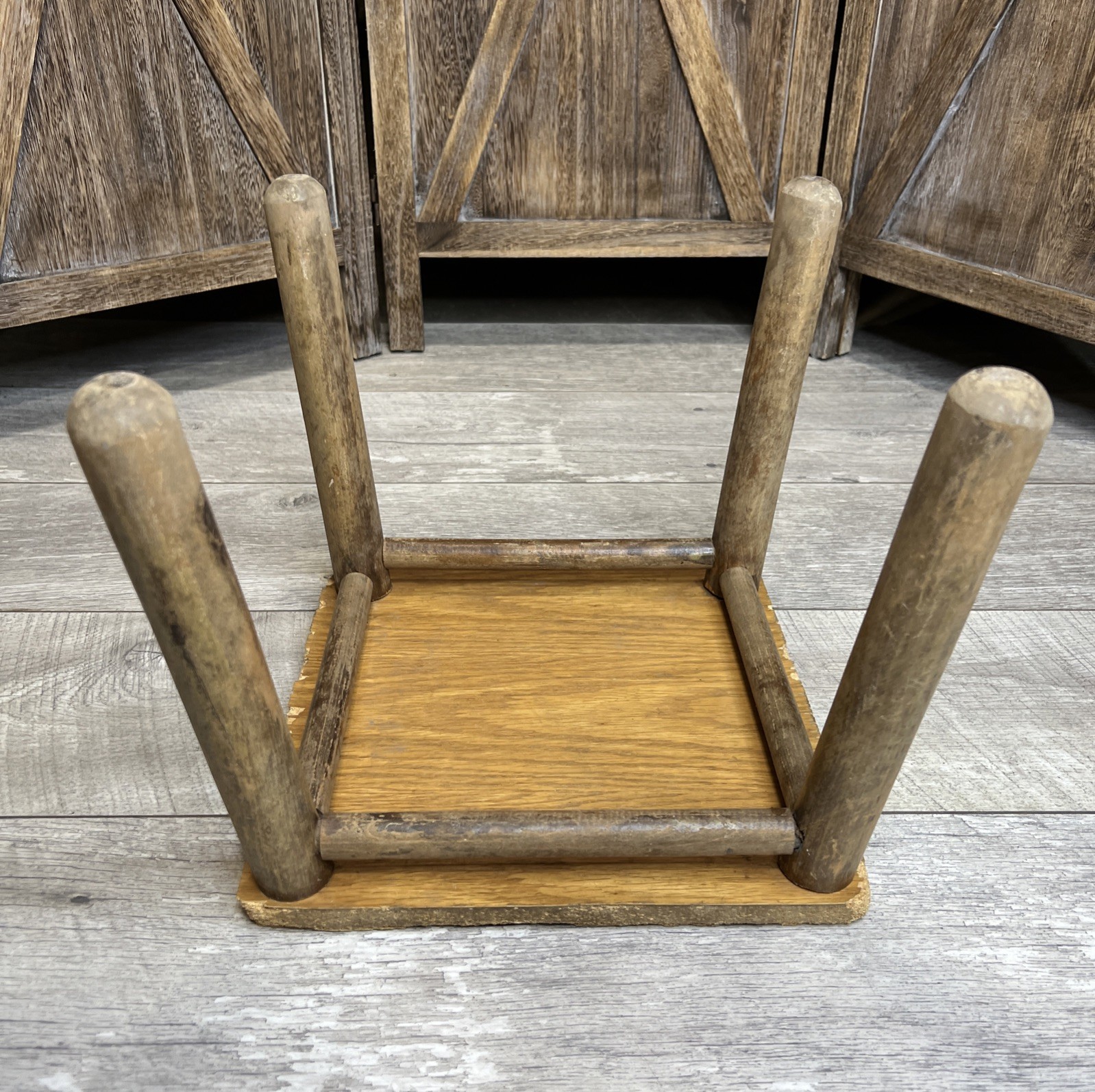Vintage Milk Stool / Plant Stand Farmhouse Country Primitive Rustic Cottagecore