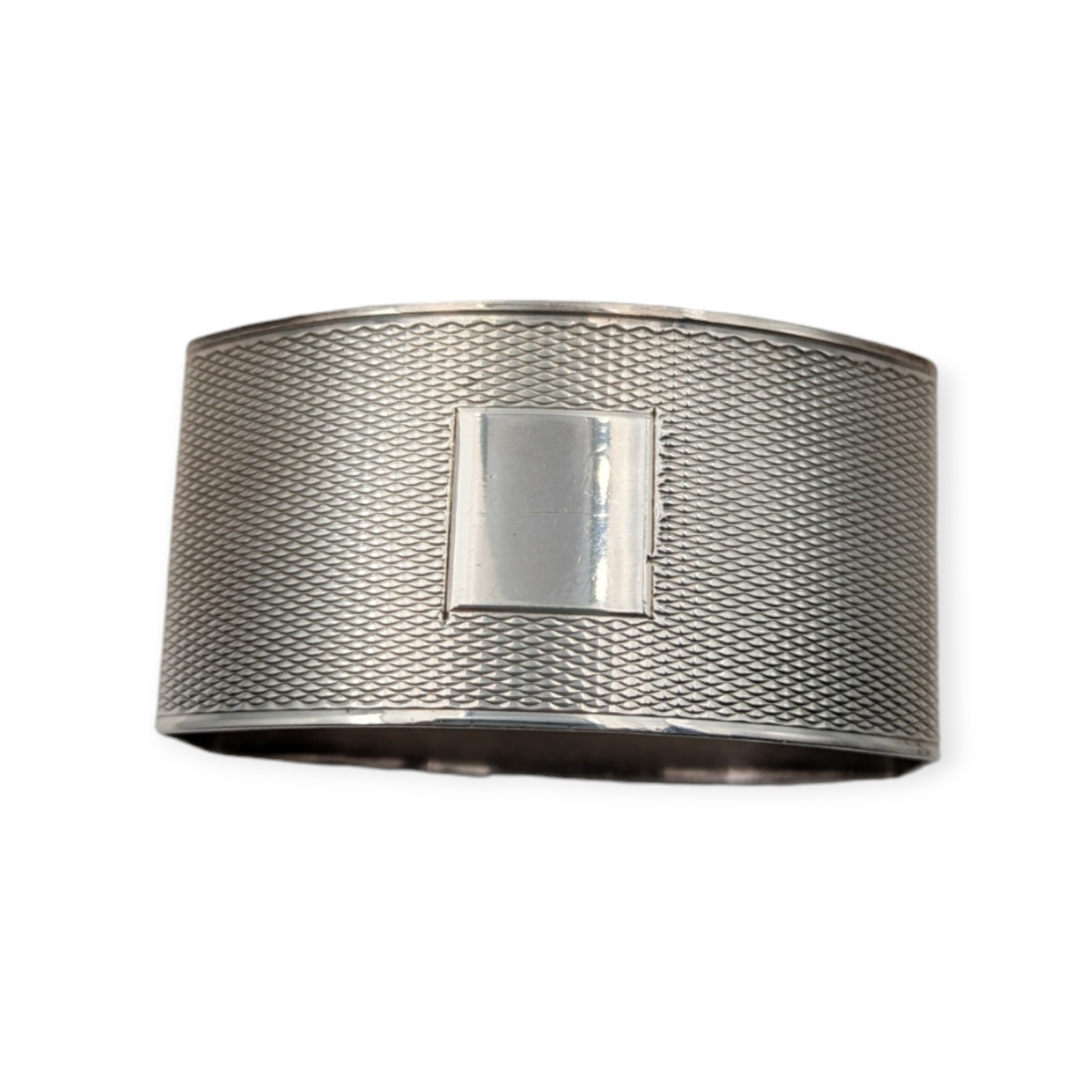 Engine Turned Napkin Ring English Sterling Silver 1931 Birmingham William Neale