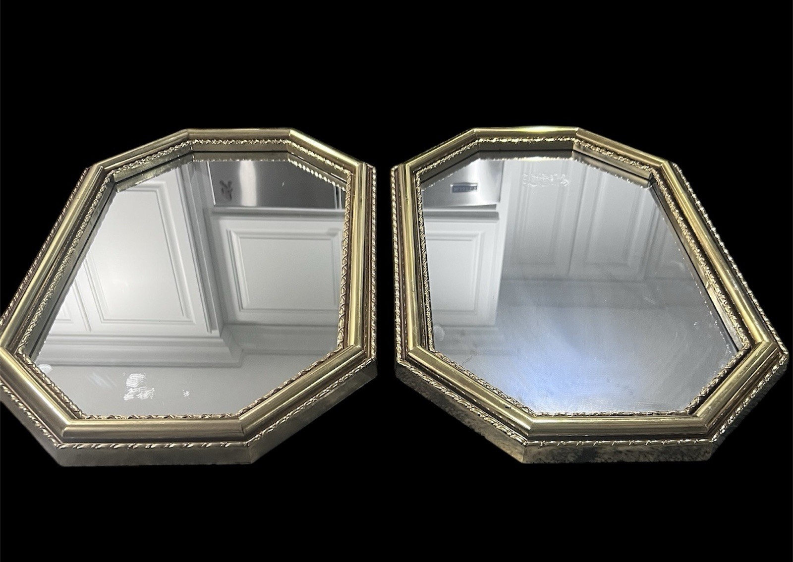 Vintage Homco Syroco Wall Mirror Hollywood Regency Gold Octagonal Lot Set Of 2