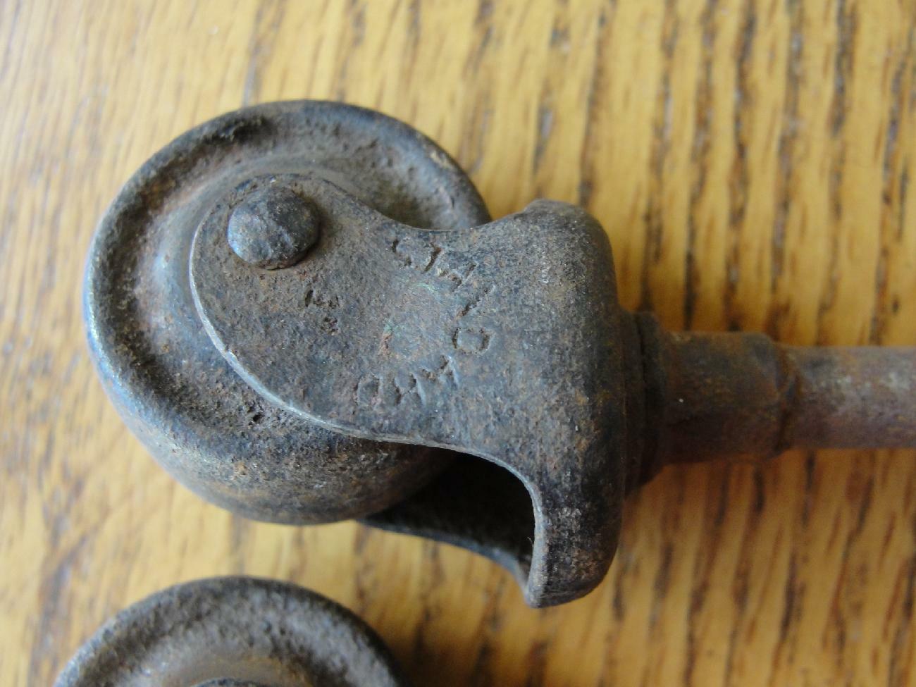 4 Vintage Furniture Wheels Salvage Metal Swivel Caster Repair Parts #12