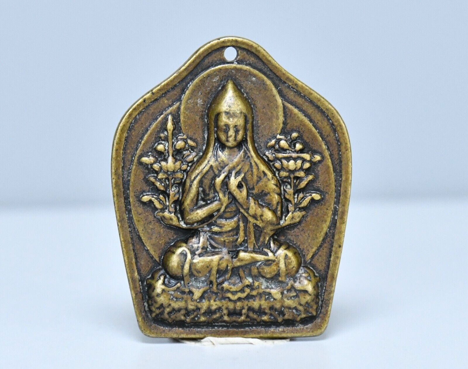 1.1” Old Tibet Buddhism Bronze Zongkaba Je Tsongkhapa Buddha Amulet Pendant