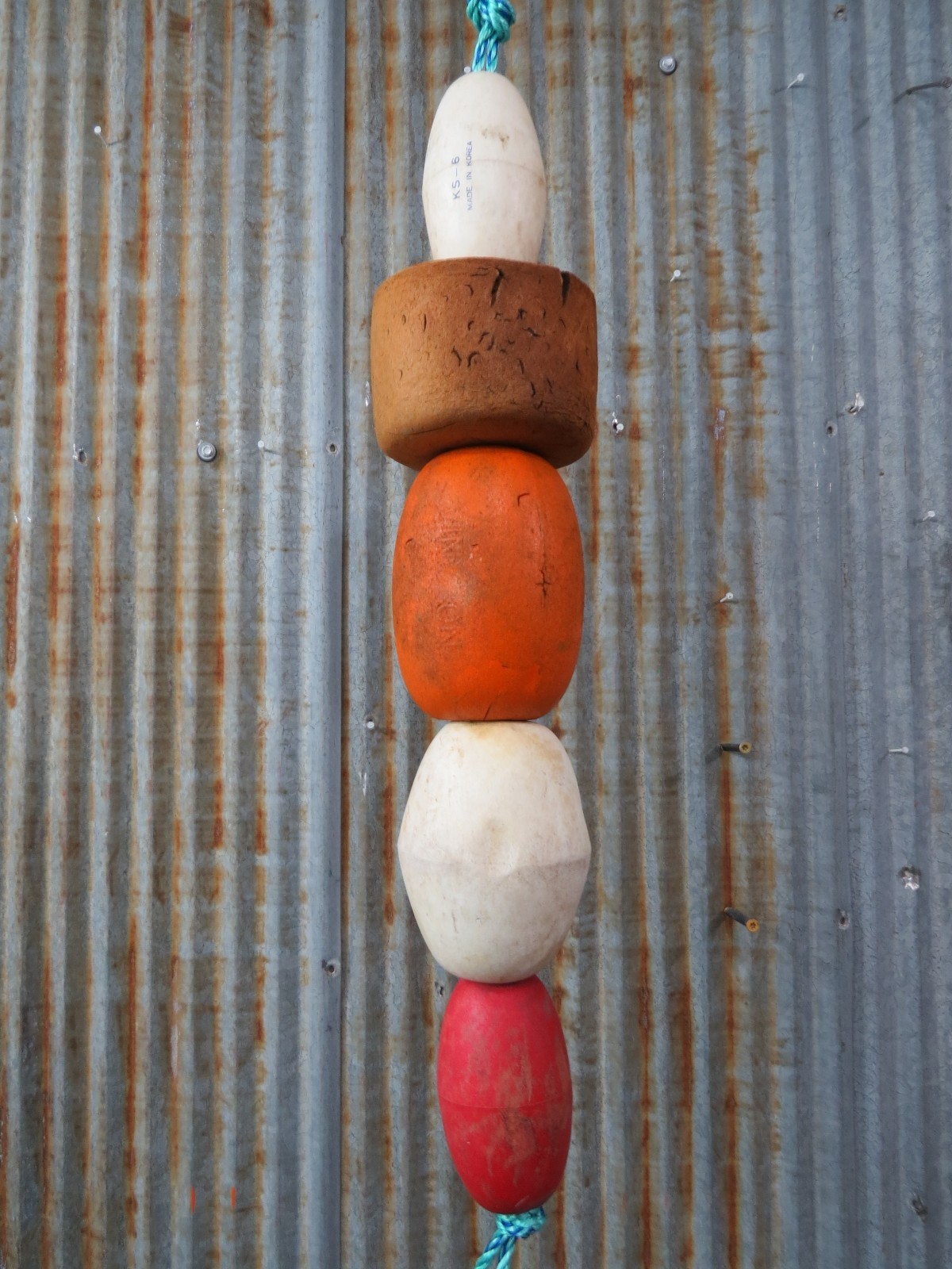 5 Old Fish Net Floats 24 Inches Long Fishing Buoys Bouys Tiki Hut Bar -(SF130)