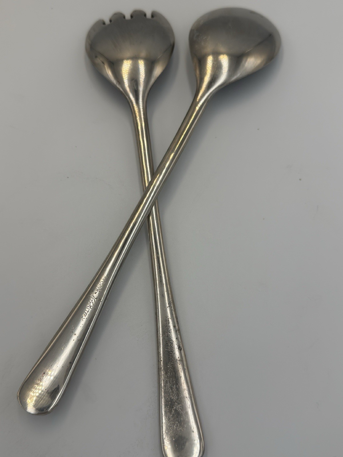 Leonard Silverplate Serving Spoon Spork Set Eales 1779 Vintage MCM