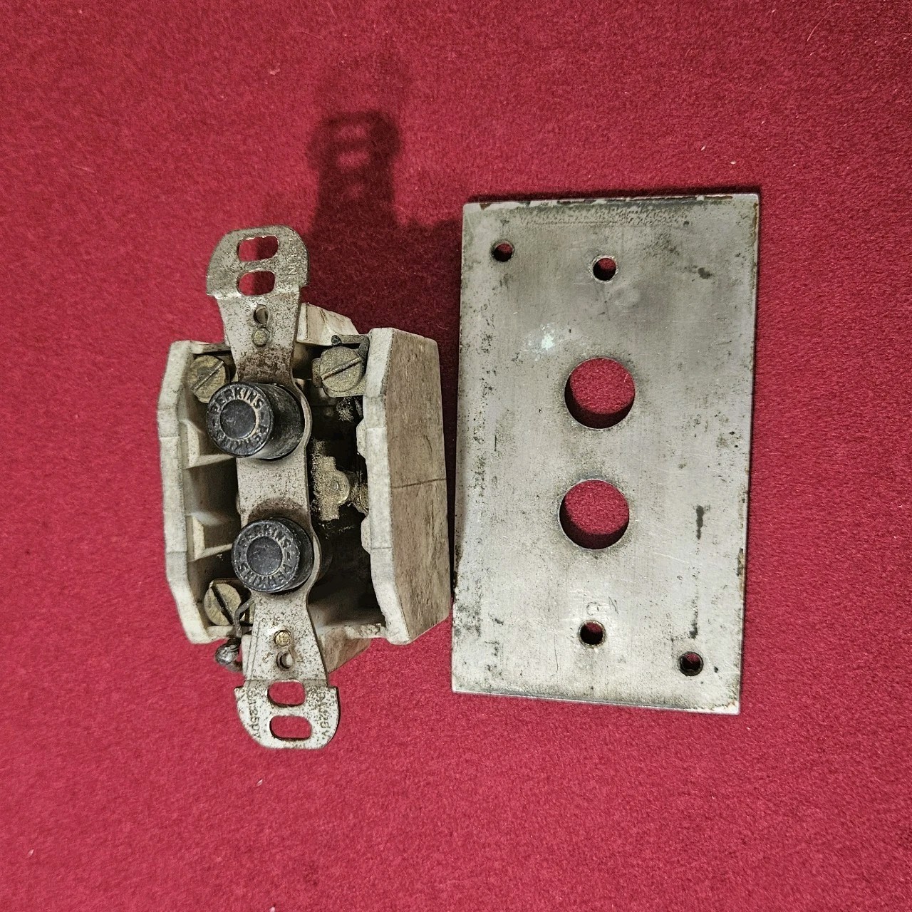 Antique Perkins Push Button Light Switch Single Pole ON/OFF Stainless Cover USA