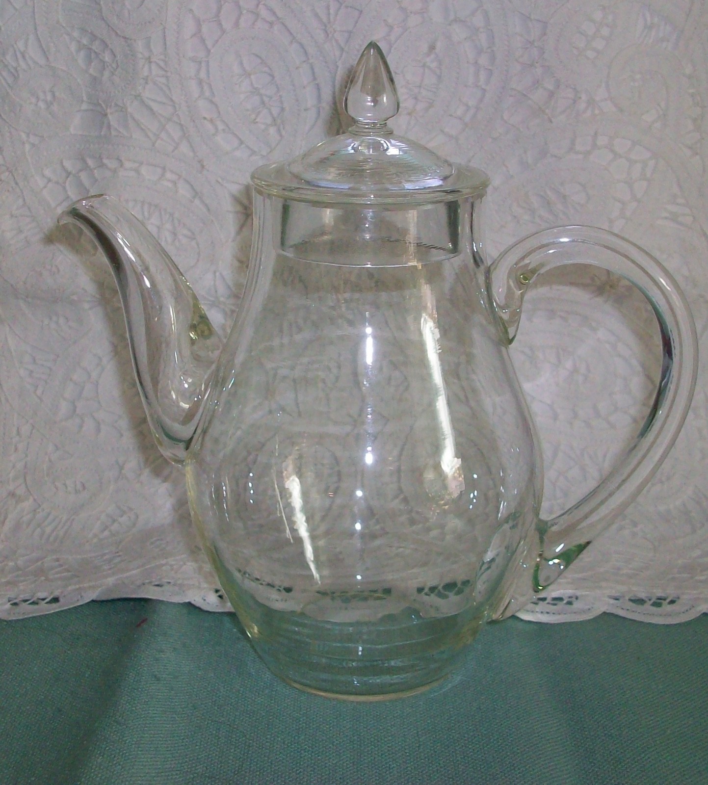 Antique 1920s Clear Glass 2 Cup Corning Pyrex Teapot & Lid