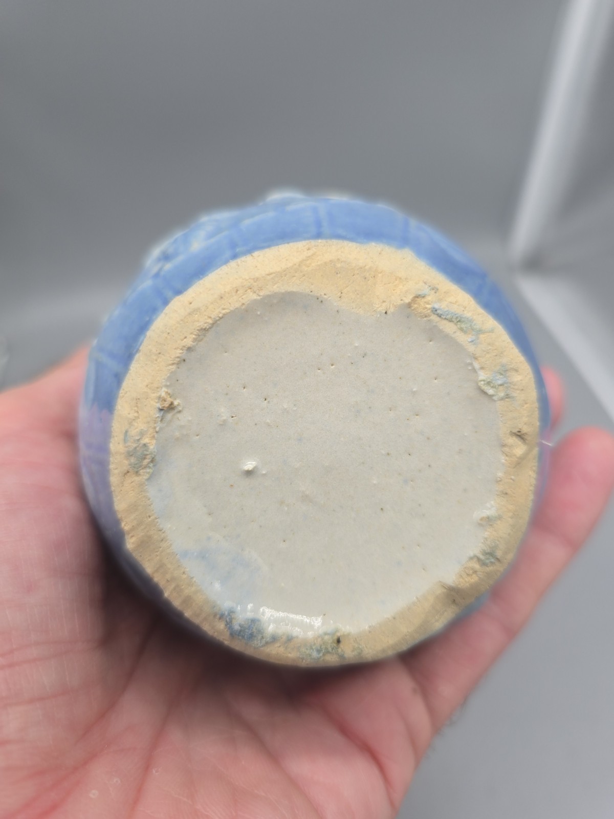 Blue & White Stoneware Rose & Fishscale Toothbrush Soap Holder Ohio Salt Glaze