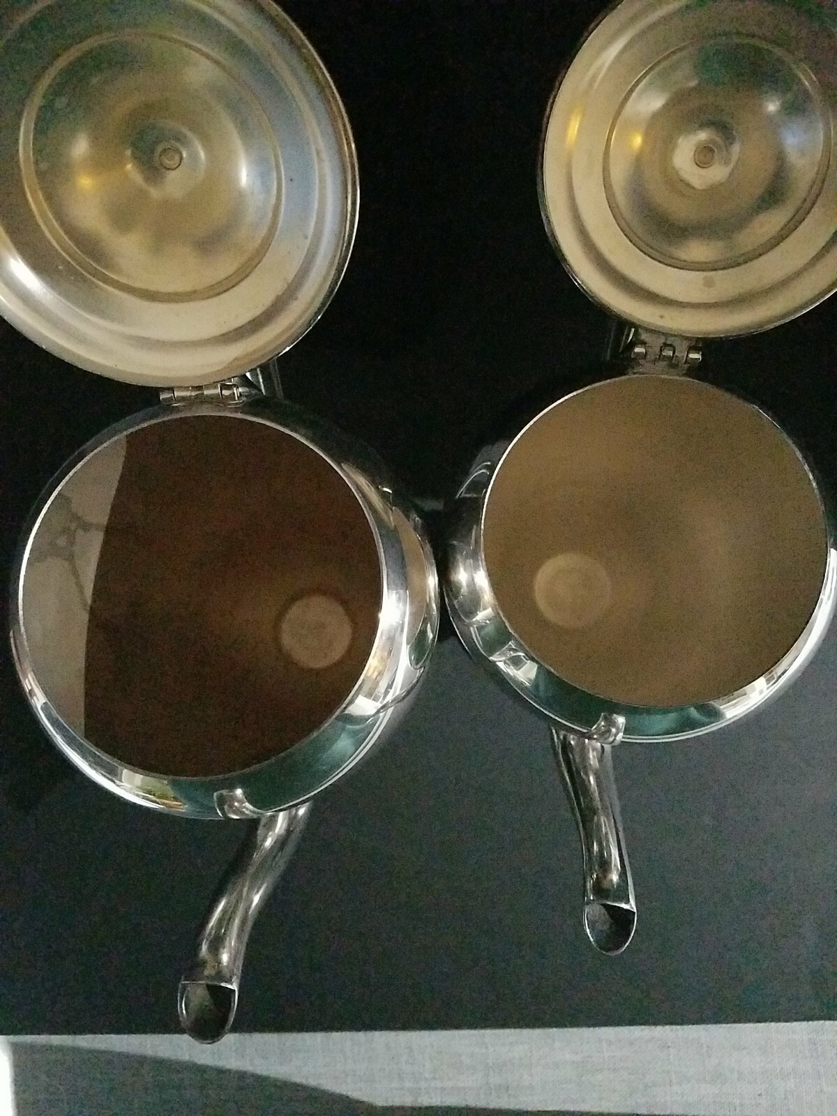 2 Keystoneware silverplate coffee and tea pot, sleek 30s design 3 & 5 cup