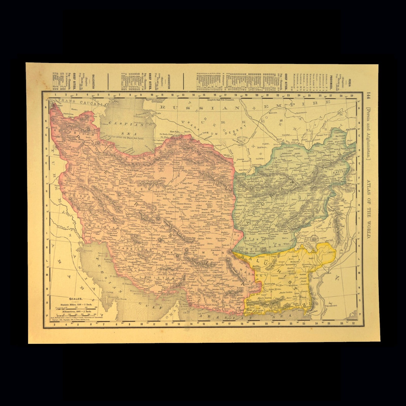 1902 PERSIA Map Baluchistan Afghanistan Iraq Iran Antique Original Vintage DATED