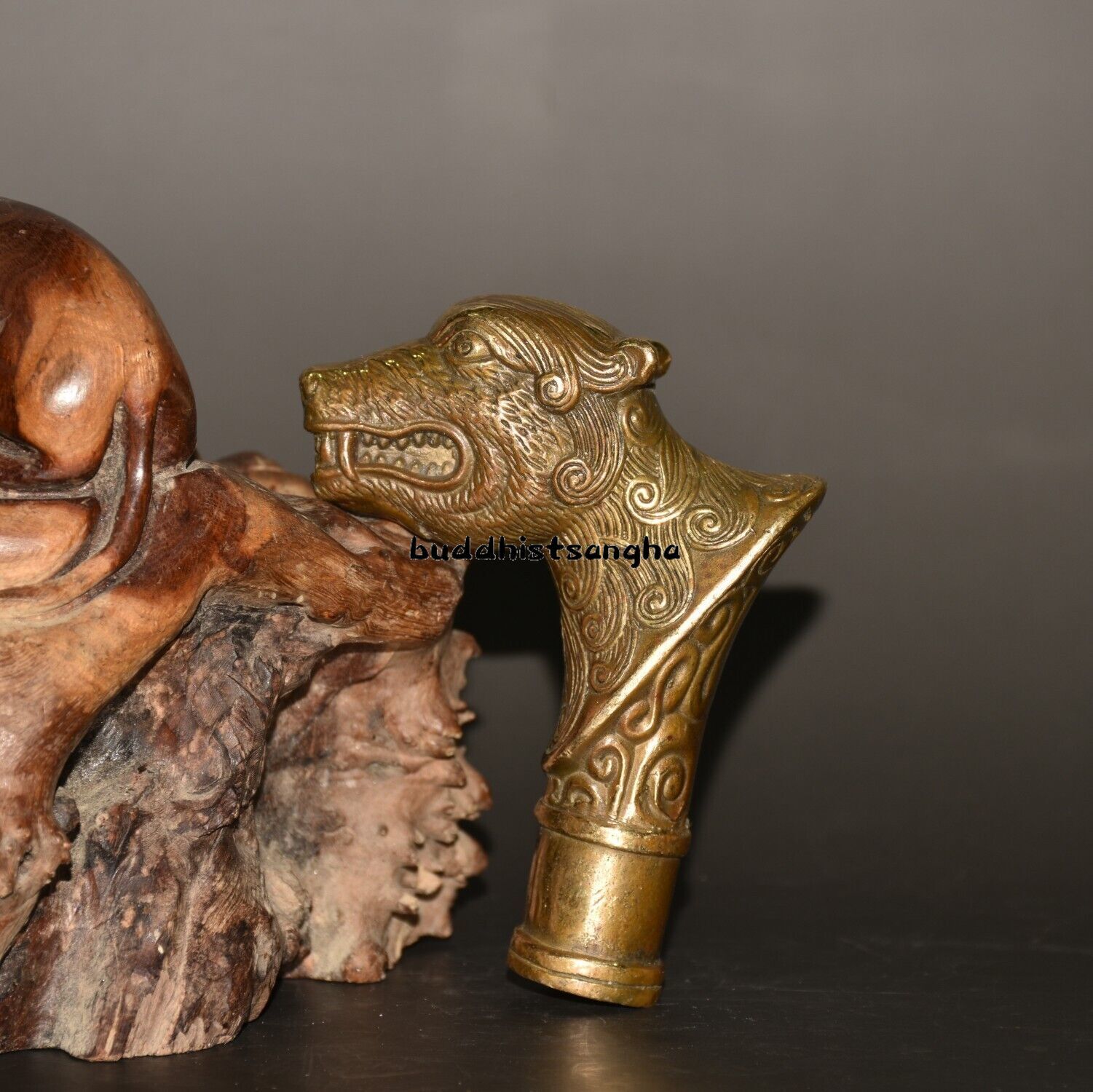 Pure copper new style wolf head crutch head ornament 01