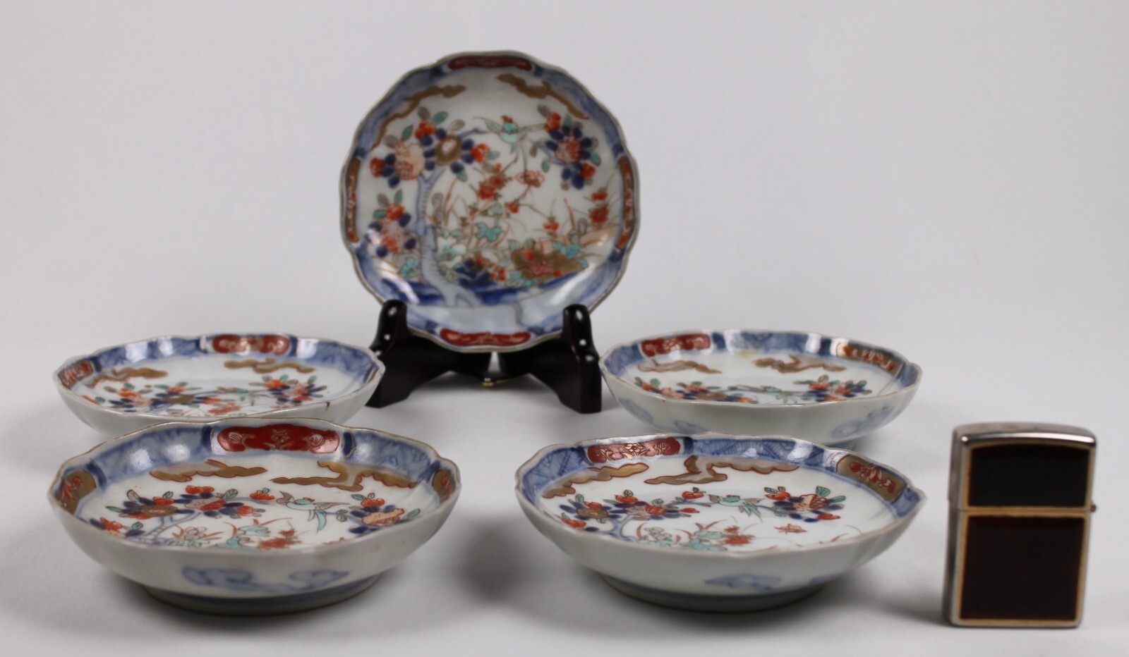 Japanese Old Imari-ware Colored porcelain Hand-painted SMALL PLATE 5pc 19C p098