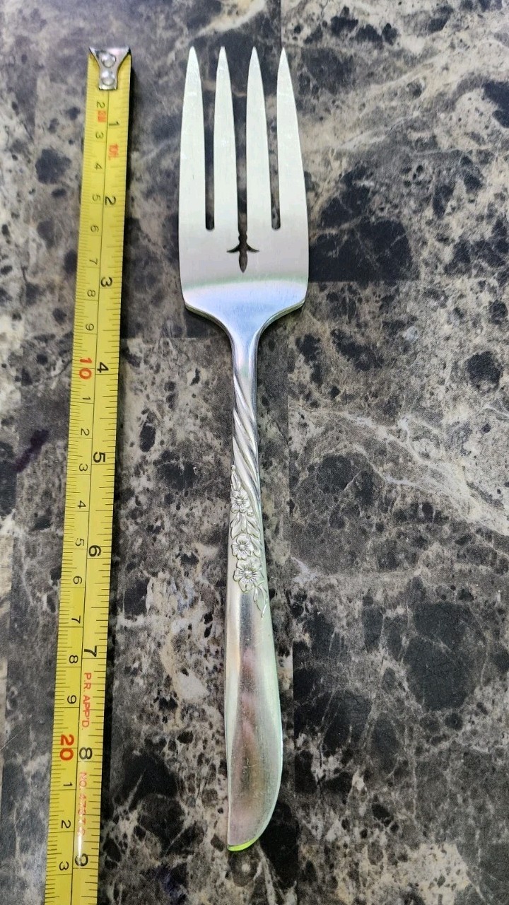 ✔MID CENTURY c1958 ALWAYS AKA WILDWOOD SILVERPLATED MEAT SERVING FORK 🥩