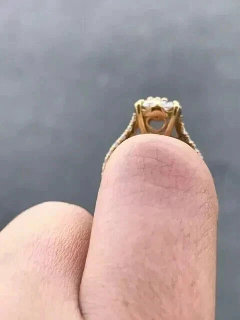 2Ct Round Cut Lab-Created Diamond Engagement Wedding Ring 14k Yellow Gold Plated