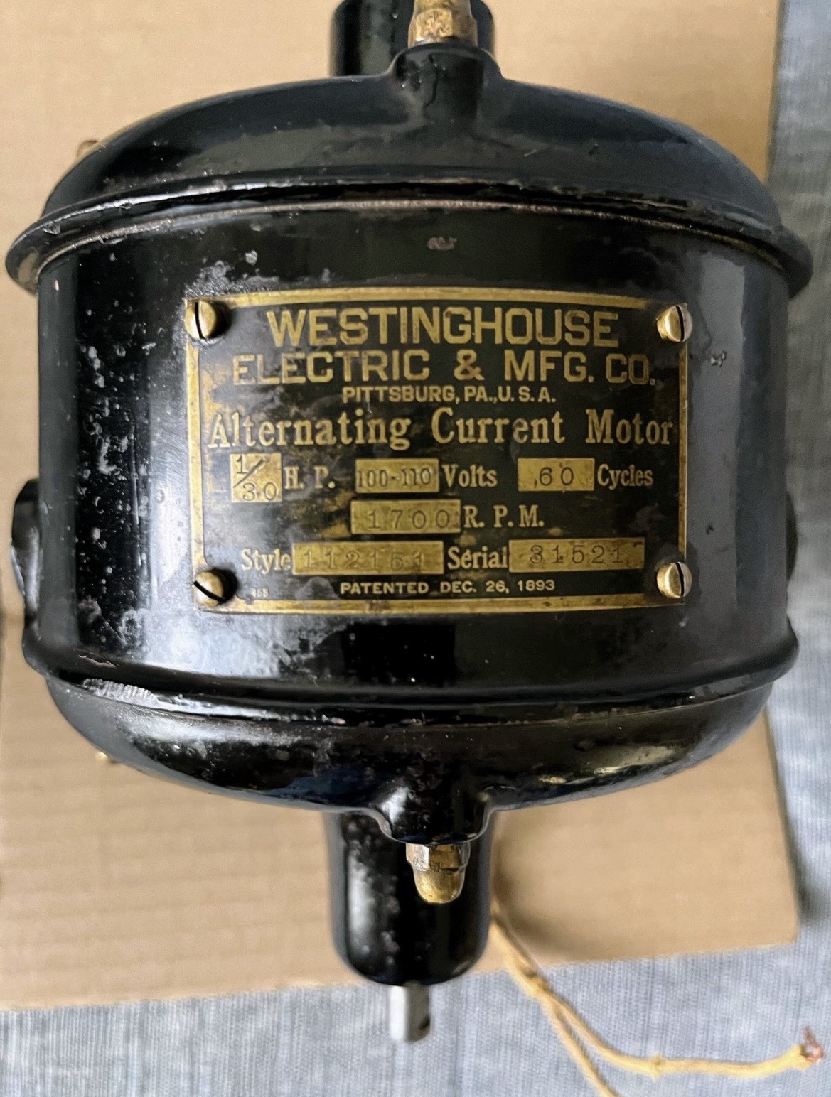 Early Antique Westinghouse Alternating Current Motor