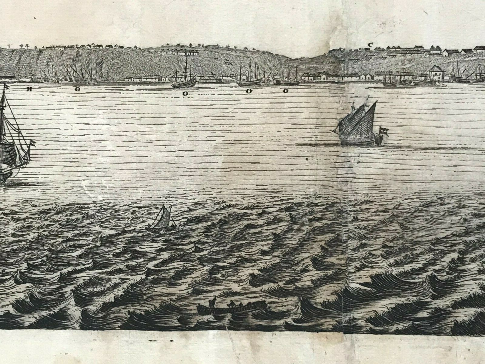 LUANDA ANGOLA 1677 DAPPER LARGE RARE ANTIQUE ENGRAVED VIEW 17TH CENTURY