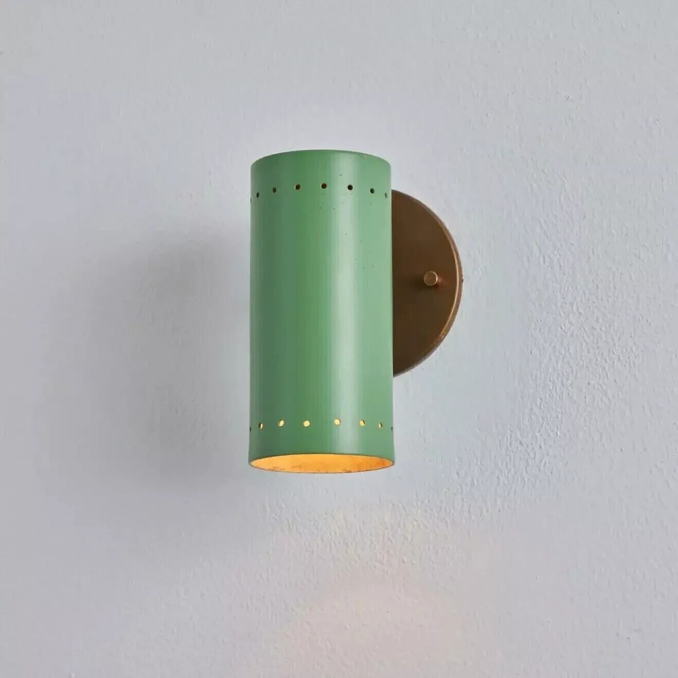 1960s Tito Agnoli Green Metal and Brass Articulating Sconce