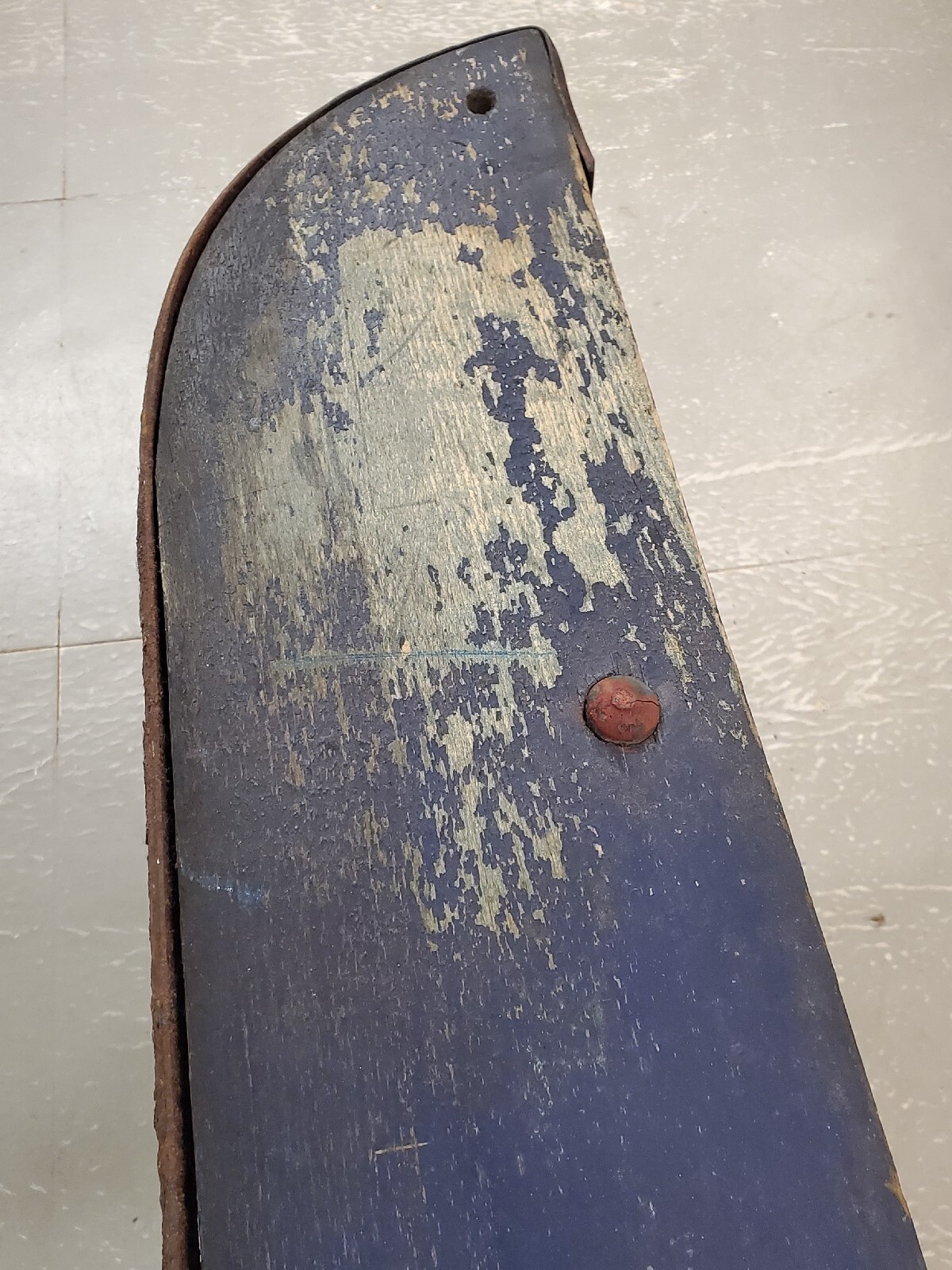 Antique Vintage Solid Wood Snowboard Sled Primitive Red White Blue Ice Sled Bob