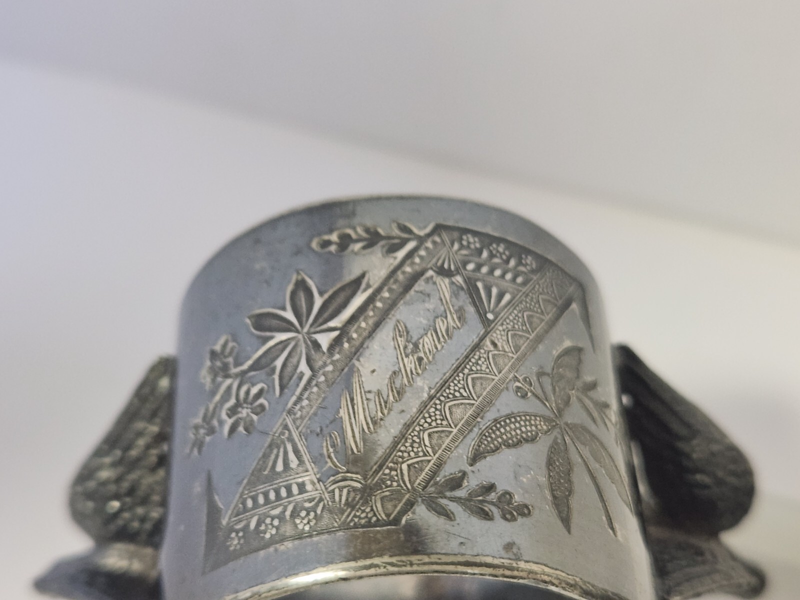 Victorian Napkin Ring Holders Silverplate Rogers Smith Co Monogram Michael Mary