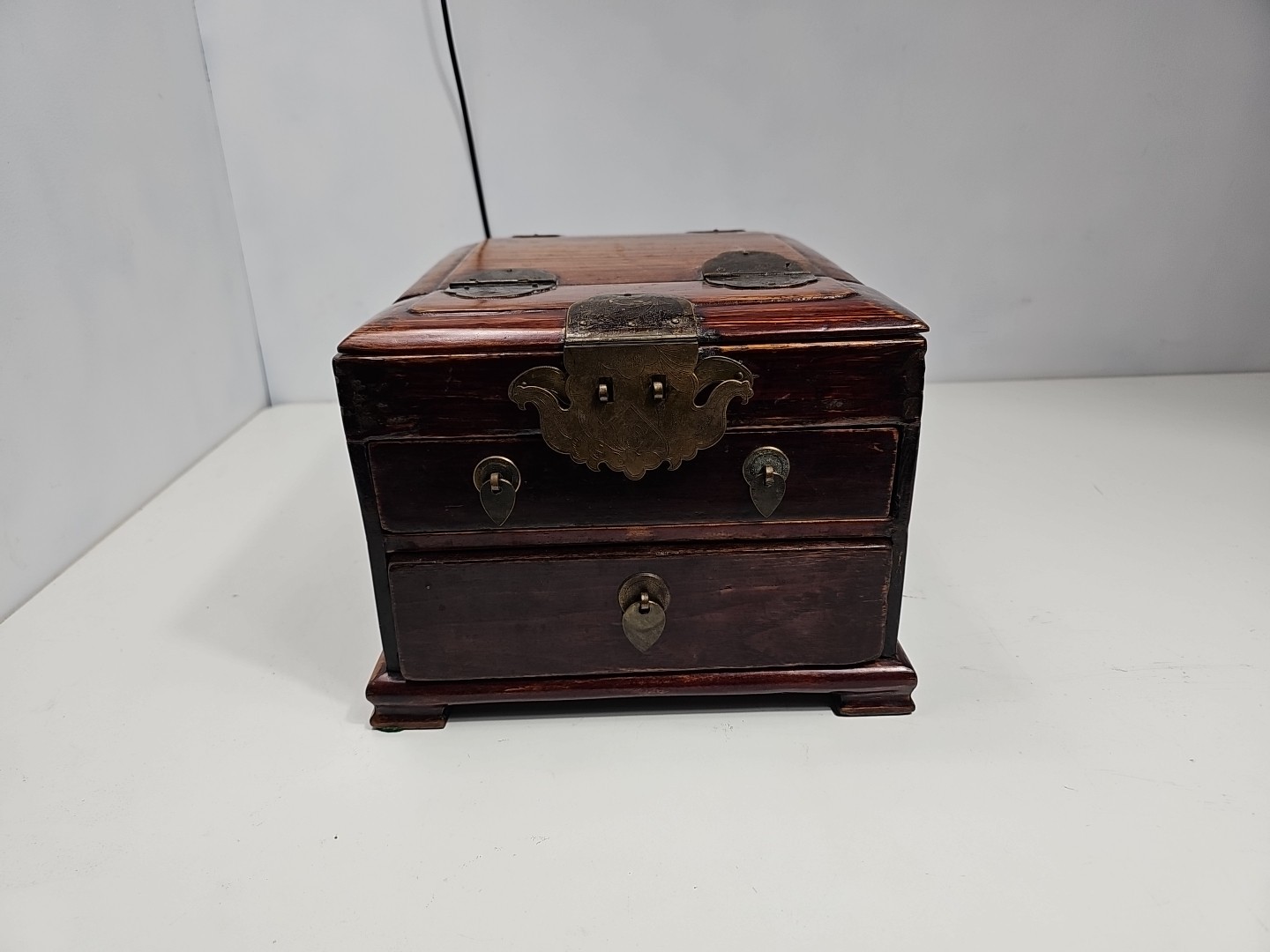 12” Chinese Antique Wood Box natural Old Mahogany Box Jewelry Box