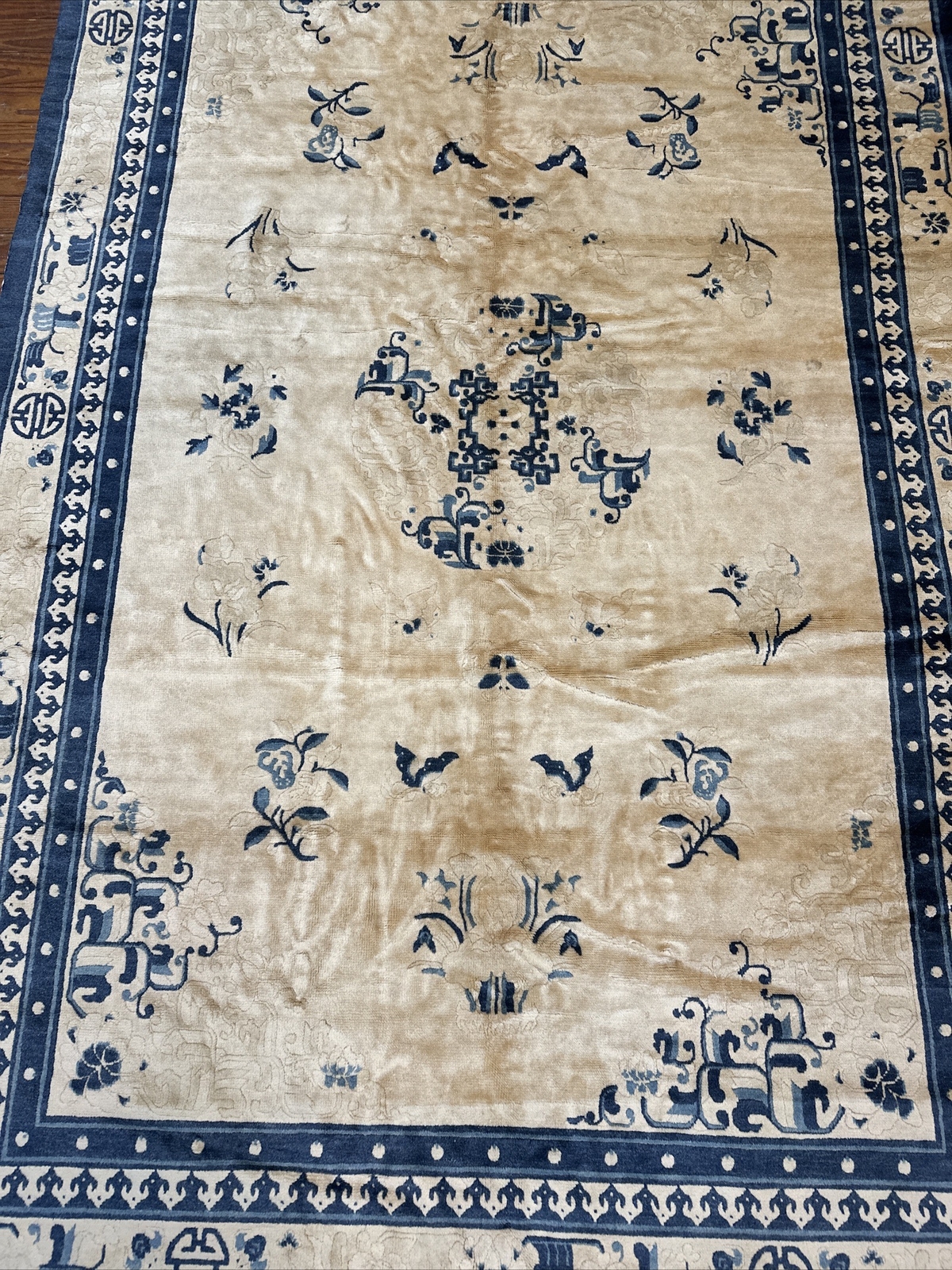 Vintage Antique Chinese Art Deco Oriental Rug Handmade Wool/cotton Floral (116)