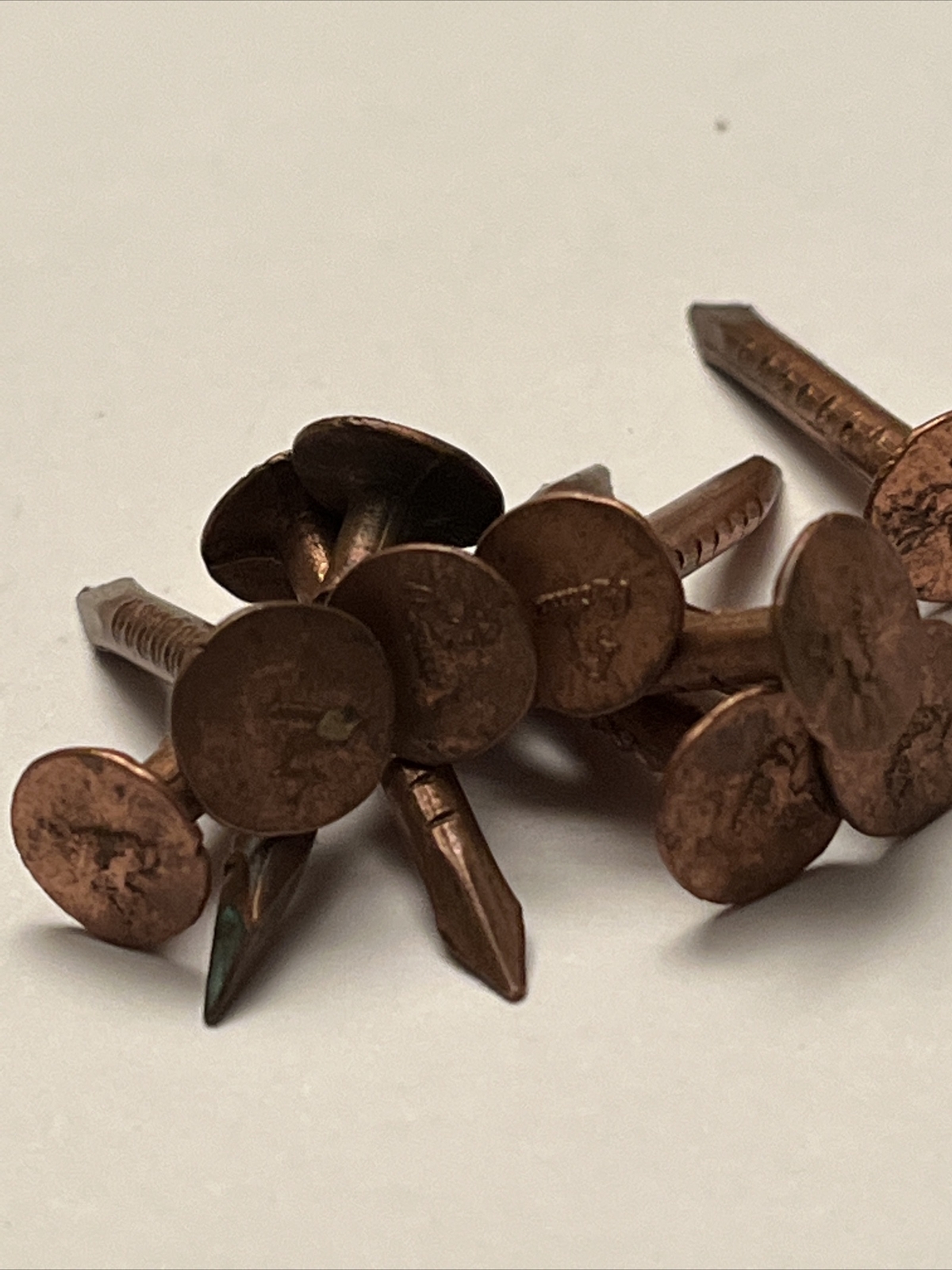 Lot Of 10 Vintage CHASE 1” One Inch Copper Nails Nail Raised Centaur W/ Bow Logo