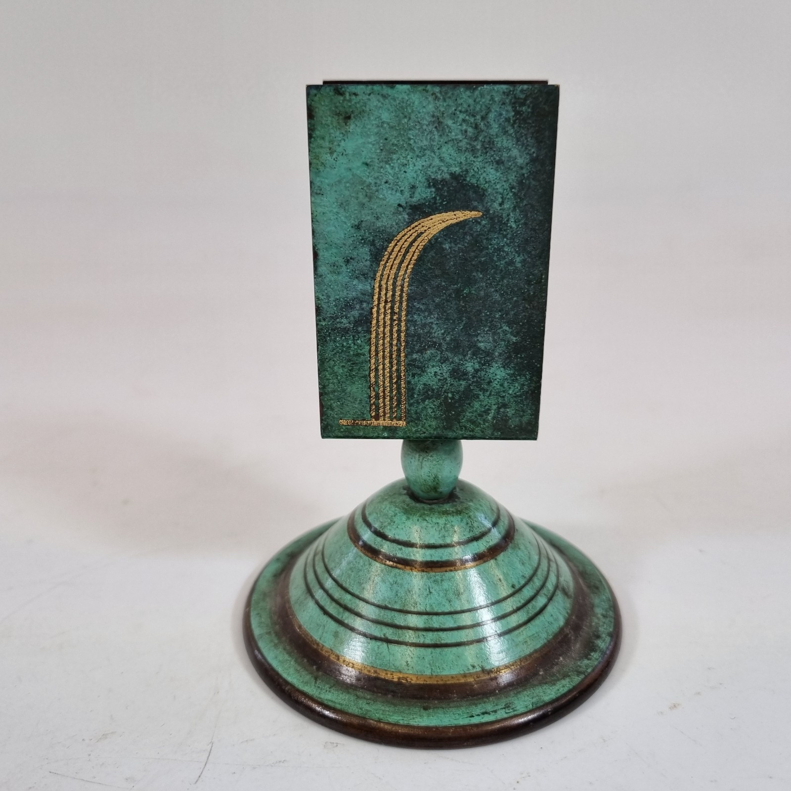 Vintage WMF Ikora Patinated Brass Matchbox Holder 10cm High