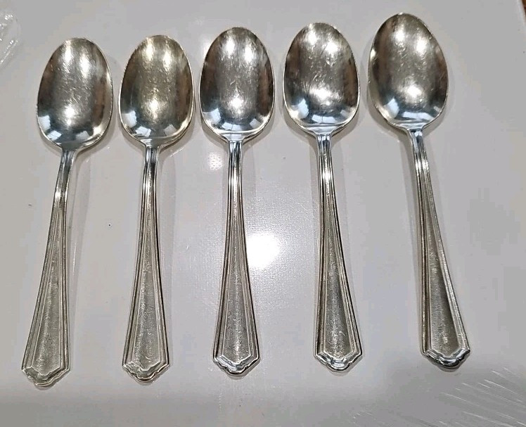 Vintage SPOON 6″ VICTORS S. CO. A1+ SILVER Plated 5 In Set