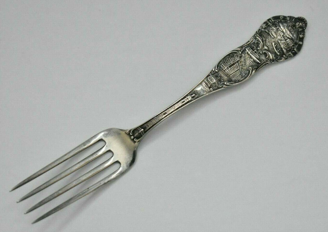 Chicago Michigan Ave Water Tower Fort Dearborn Boat Sterling Souvenir Fork