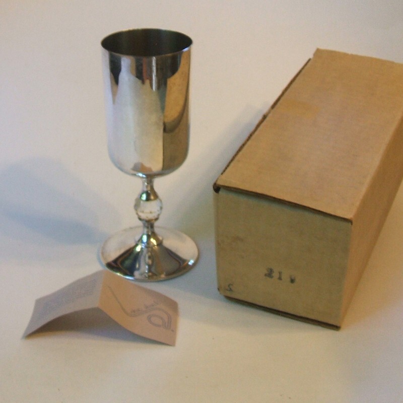 Valerio Albarello Collection Silverplated Brass and Crystal Goblet 219 NIB 6 In